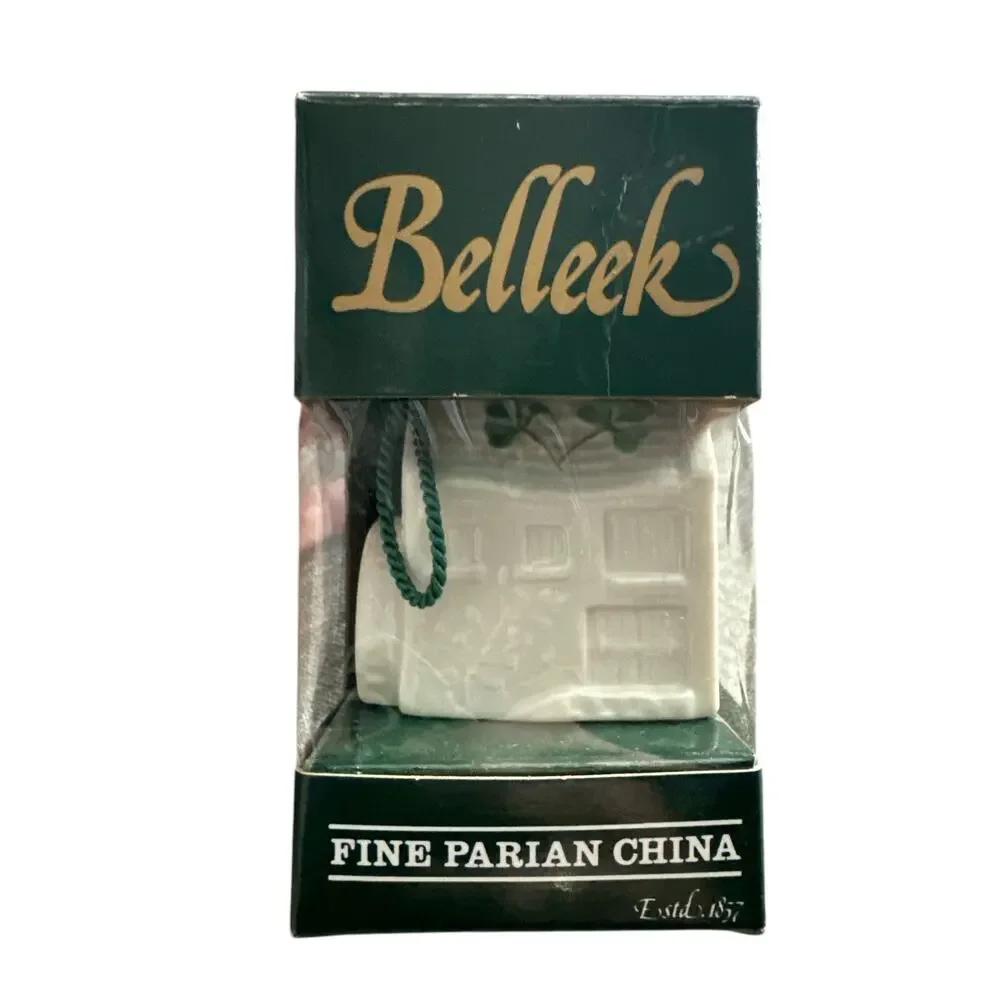 NWB Vintage Irish Belleek Porcelain Christmas ornament Ballylist Mill With Box